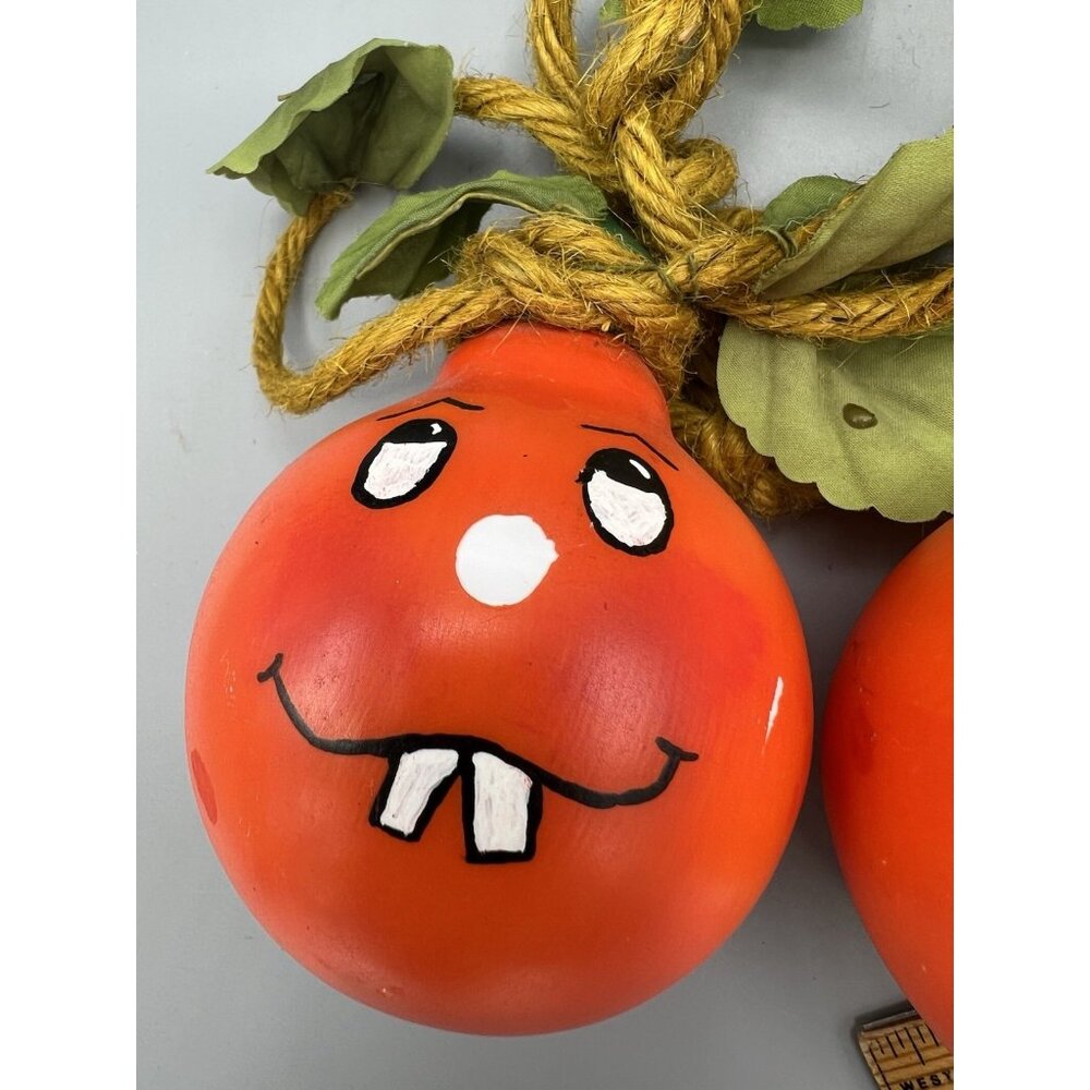 VTG Polish Halloween Pumpkin Glass Electric Light Bulbs Ornament Poland Raffia - Picture 10 of 13